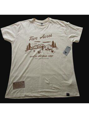Troll Co Women's XL Short Sleeve Five Acres Chicken Graphic T-Shirt Ivory